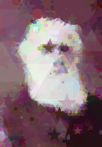 Charles Darwin after approximately 1000 selected shapes with face and beard becoming recognizable
